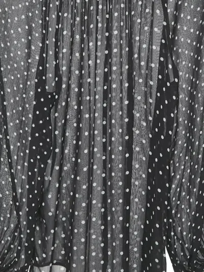 Pre-owned Polo Ralph Lauren Vintage Polka-dot Chiffon Blouse In Black