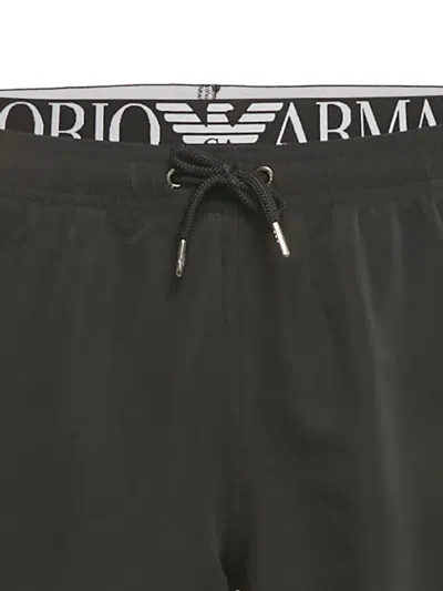 Pre-owned Emporio Armani Logo-waistband Shorts In Black