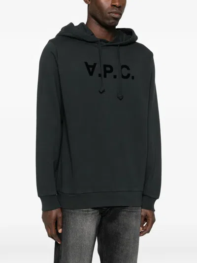 Apc Logo Hoodie In Black