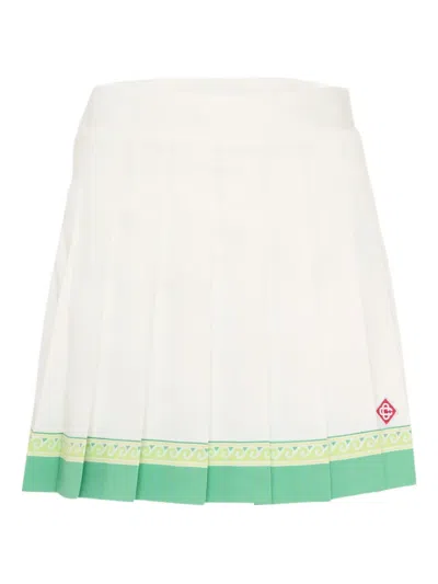 Casablanca Logo-detail Pleated Skirt In White