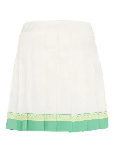 Casablanca Logo-detail Pleated Skirt In White