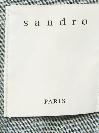 Pre-owned Sandro Lightning Beadwork Denim Jacket In Blue