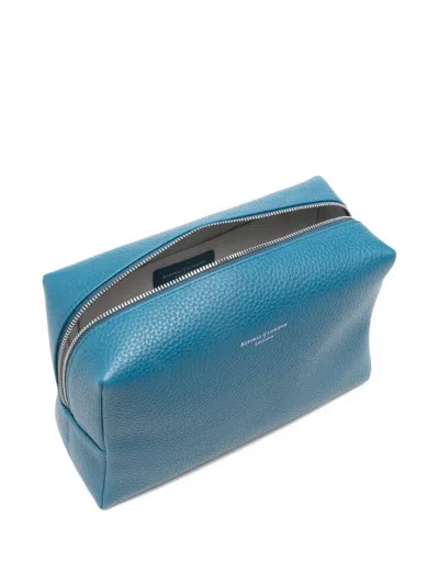 Aspinal Of London Logo-print Make Up Bag In Blue