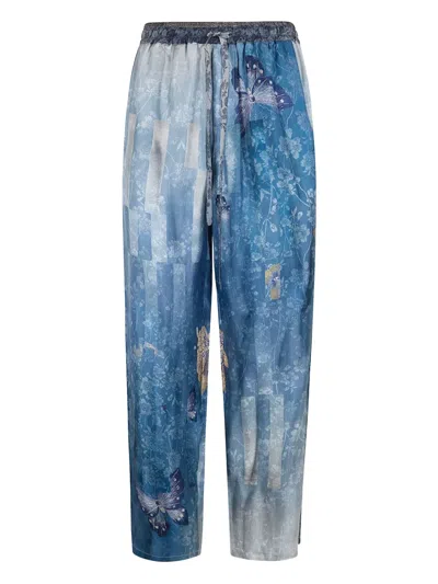 Pierre-louis Mascia Butterfly Print Trousers In Blue
