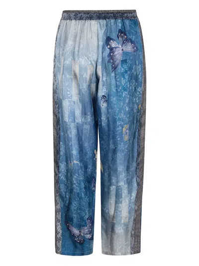 Pierre-louis Mascia Butterfly Print Trousers In Blue