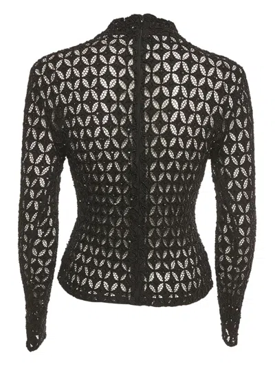 Pre-owned Retroféte Mesh Beaded Top In Black