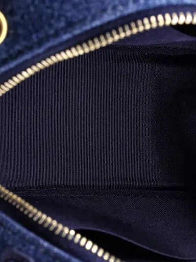 Pre-owned Chanel 19 Round Clutch With Chain Quilted Denim Crossbody Bag In Blue