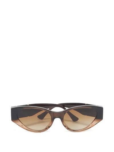 Pre-owned Versace Oval Frame Sunglasses In Brown