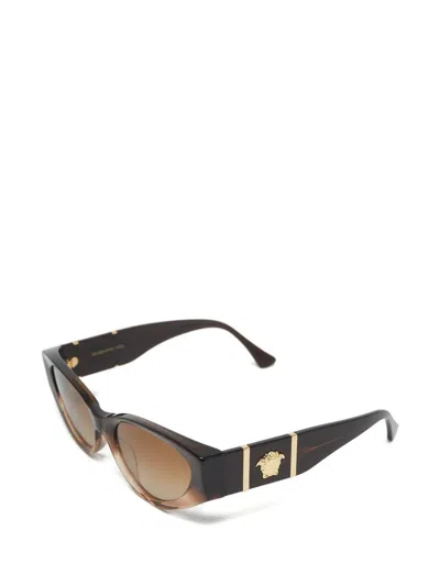 Pre-owned Versace Oval Frame Sunglasses In Brown