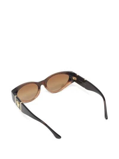 Pre-owned Versace Oval Frame Sunglasses In Brown