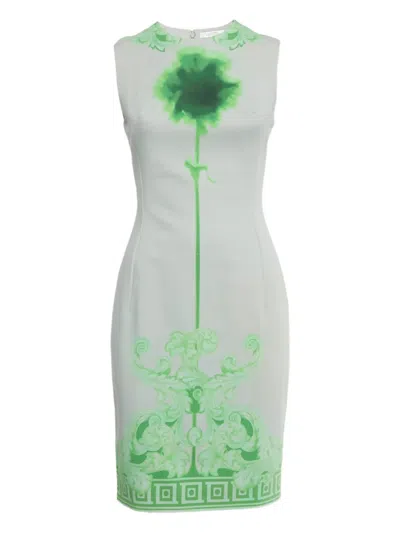 Pre-owned Versace Printed Dress In Gray