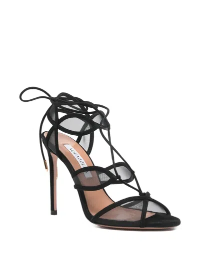 Aquazzura Fatal Lace-up Heeled Sandals In Black