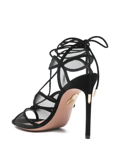 Aquazzura Fatal Lace-up Heeled Sandals In Black