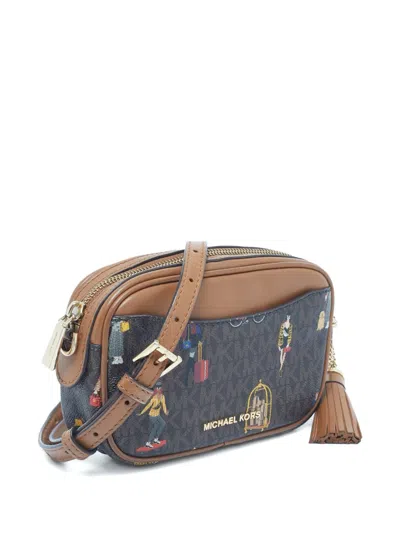 Pre-owned Michael Kors Jet Set Top-zip Cross Body Bag In Brown