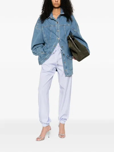 Attico Stripe Pull Trousers In Blue