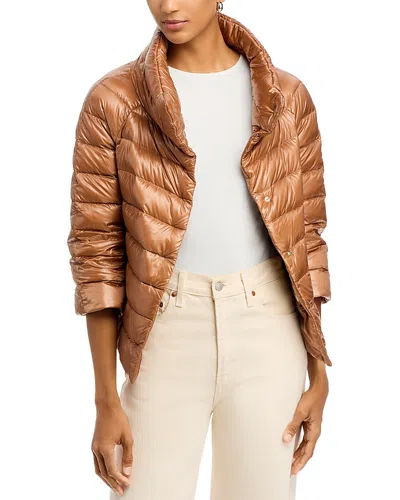 Herno Sofia Iconico Cropped Down Puffer Coat In Brown