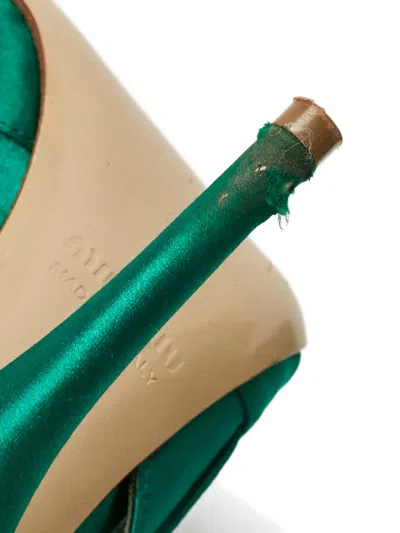 Pre-owned Miu Miu Satin Crystal-embellishment Pumps In Green