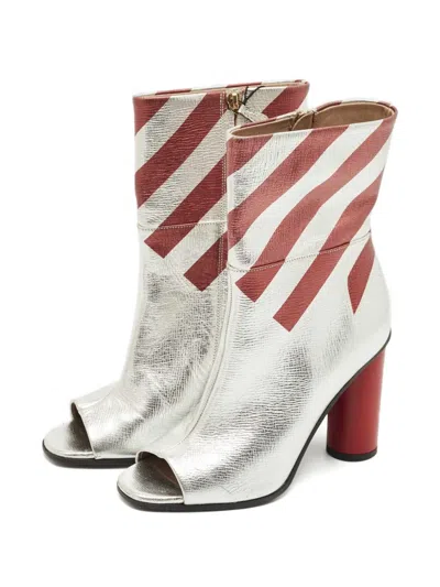 Pre-owned Anya Hindmarch Open-toe Boots In Silver
