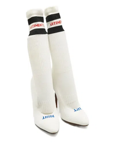 Pre-owned Vetements Pointed-toe Sock Boots In White
