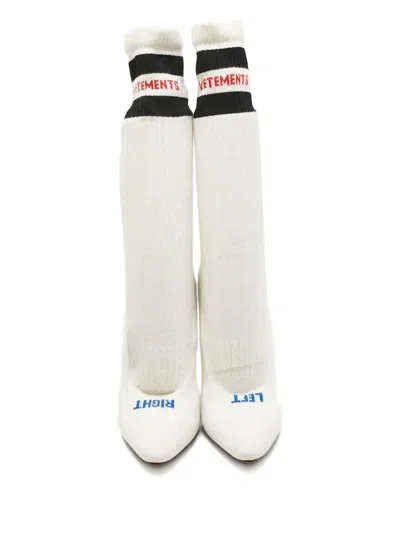 Pre-owned Vetements Pointed-toe Sock Boots In White