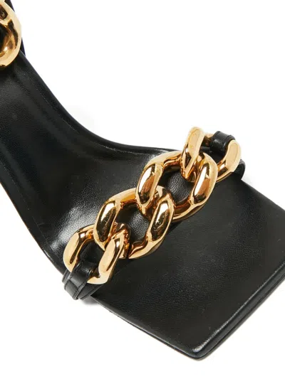 Pre-owned Versace Chain Leather Sandals In Black