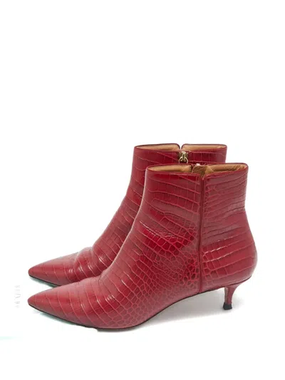 Pre-owned Aquazzura Leather Boots In Red