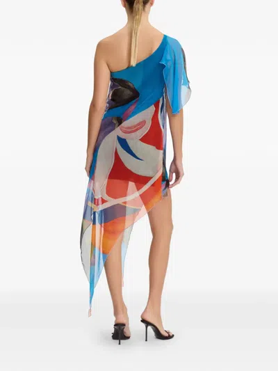 Donde Esteban Palenque One-shoulder Floral Silk Kaftan In Multi