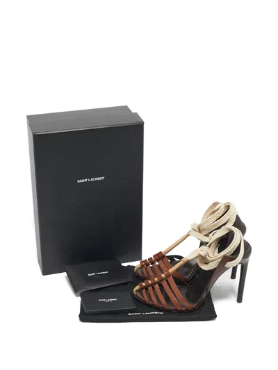 Pre-owned Saint Laurent Majorelle Lace-up Pumps In Brown