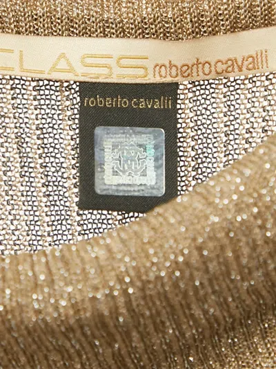 Pre-owned Cavalli Class Knitted Embellished Midi Dress In Gold