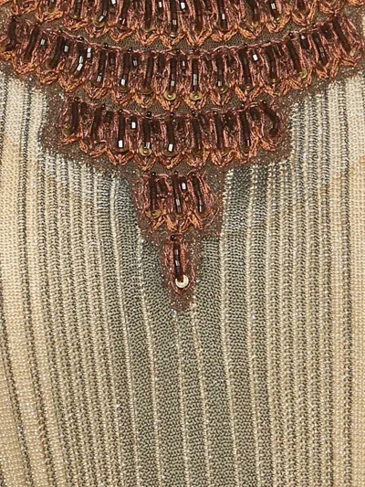 Pre-owned Cavalli Class Knitted Embellished Midi Dress In Gold