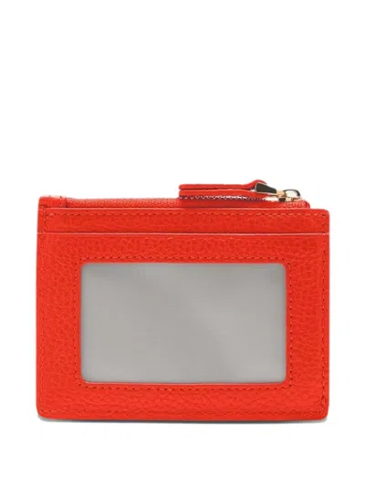 Coccinelle Leather Zip Cardholder In Red