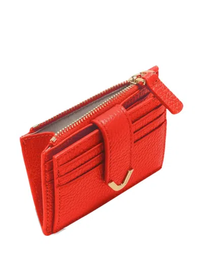 Coccinelle Leather Zip Cardholder In Red