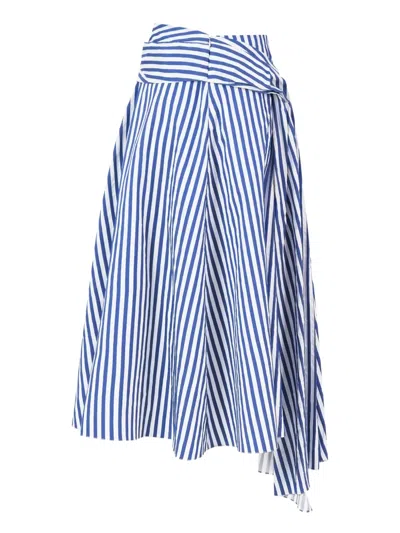 Rosie Assoulin Draped For The Dramatic Striped Midi Skirt In White