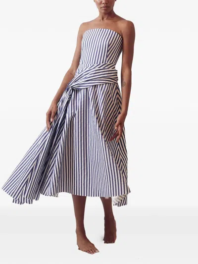 Rosie Assoulin Draped For The Dramatic Striped Midi Skirt In White