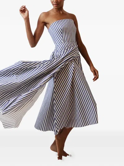 Rosie Assoulin Draped For The Dramatic Striped Midi Skirt In White