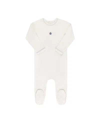 Ely's & Co. Unisex Embroidered Heart And Star Collection Footie - Baby In White