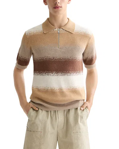 Scotch & Soda Knitted Degrade Polo Shirt In Brown