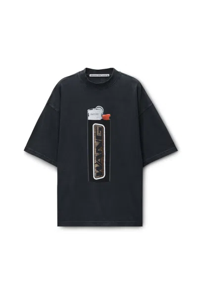 Alexander Wang Oversized Plain Knit Short-sleeved T-shirt With Lighter Pattern In Multi