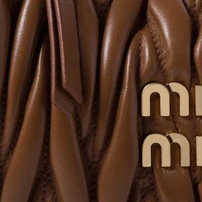 Miu Miu Wander Matelassé Nappa Leather Hobo Bag In Brown