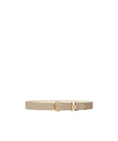 Fendi Dove Gray And Pink Leather Reversible Belt In Neutral