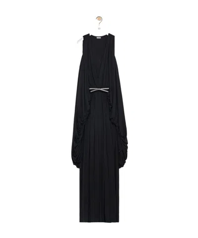 Loewe Draped Dress In Silk In Black