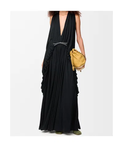 Loewe Draped Dress In Silk In Black