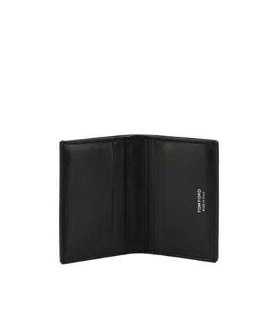 Tom Ford Logo Folding Card Holder In Black