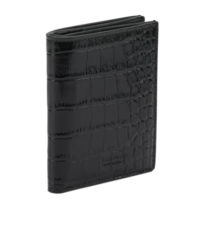 Tom Ford Logo Folding Card Holder In Black