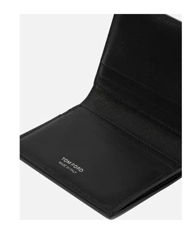 Tom Ford Logo Folding Card Holder In Black