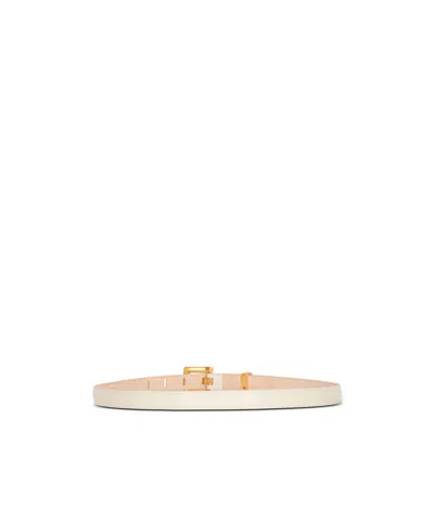 Balmain Anthem Narrow Leather Belt In White