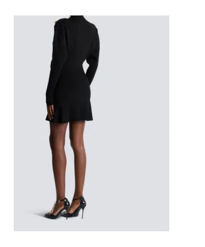 Balmain Short Flared Knit Dress In Black