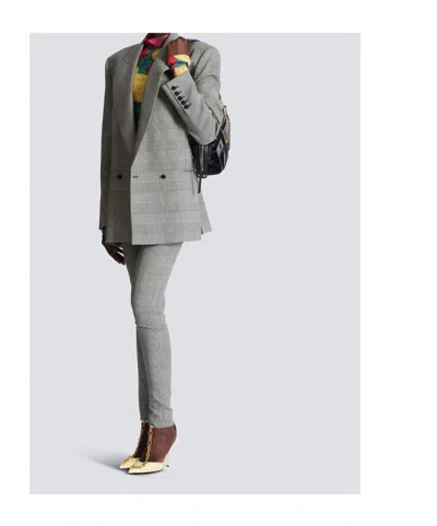 Balmain Oversized Jacket In Prince Of Wales Jacquard In Black