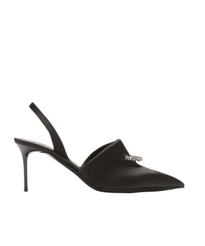 Balmain Satin Pierced Slingback Heeled Mules 75 In Multi