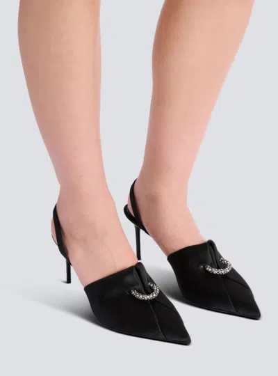 Balmain Satin Pierced Slingback Heeled Mules 75 In Multi
